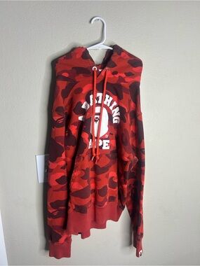 Bape Red & Black Camo Pullover Hoodie